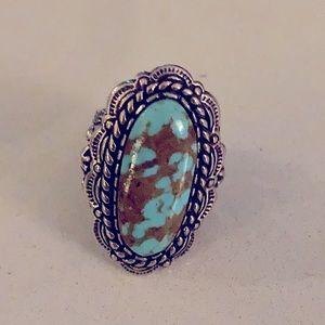 Large turquoise silver Carolyn Pollack ring